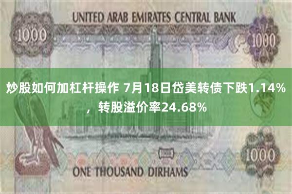 炒股如何加杠杆操作 7月18日岱美转债下跌1.14%，转股溢价率24.68%